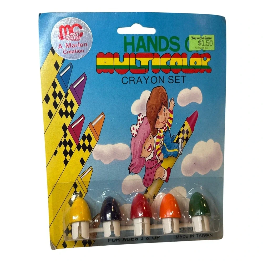 Vintage Hands On Multicolor Crayon Sets A Marlon Creation Non-Toxic Finger‎ Tips